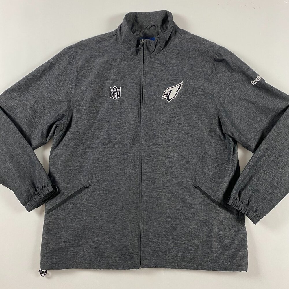Arizona Cardinals Reebok On Field Jacket Mens XL Gray Nylon NFL Football Gray